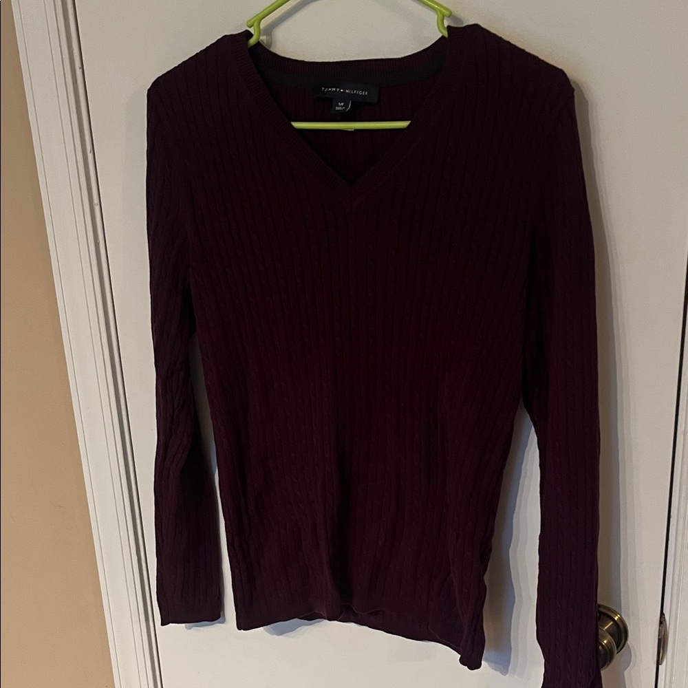 NWOT Tommy Hilfiger Deep Purple V-Neck Sweater
